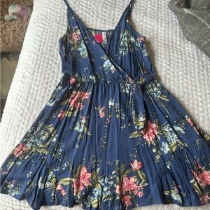 Blue floral romper from Target. Wrap & tie in front.